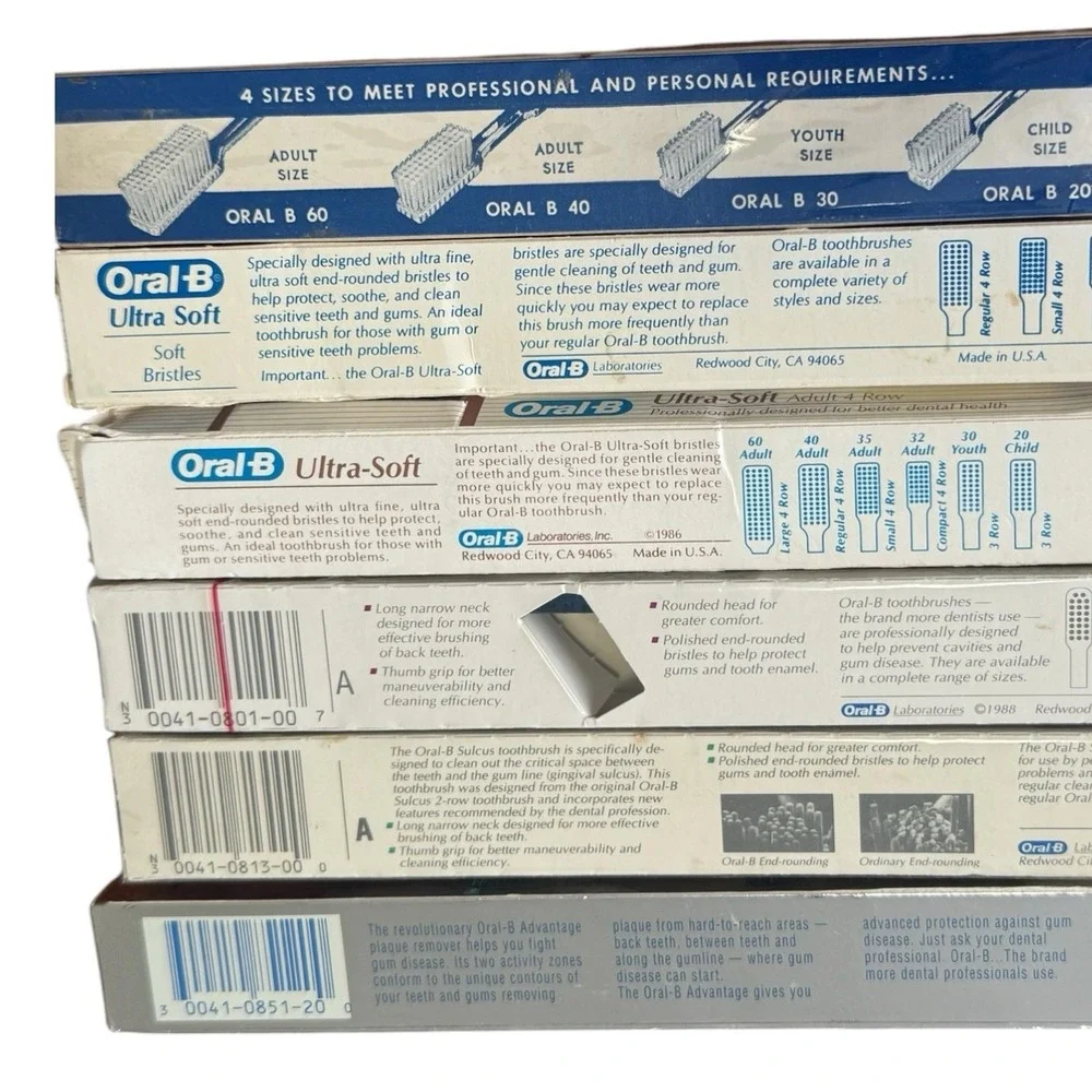 Vintage Oral B 1980s & 1990s Toothbrush Lot of 6